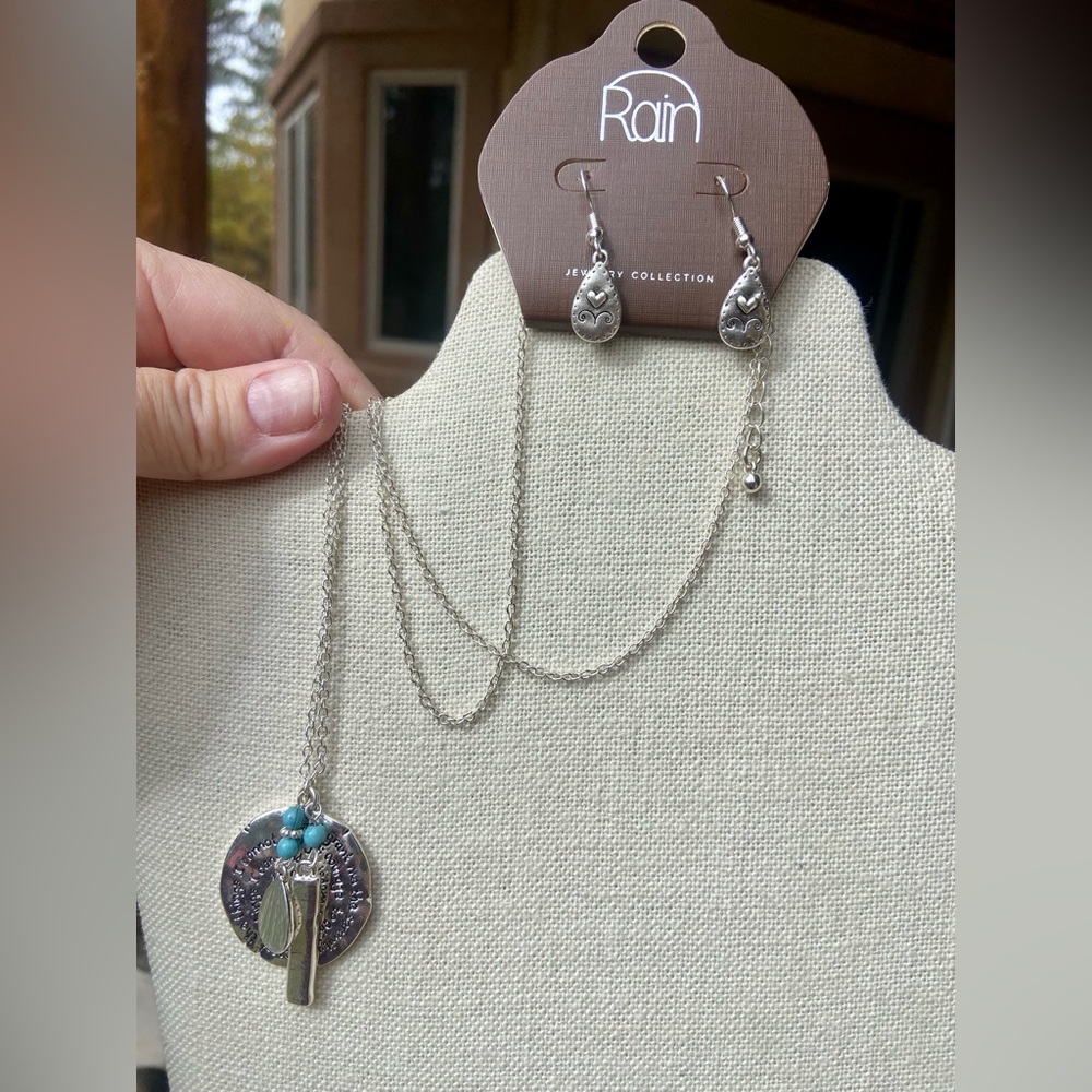 Serenity prayer necklace and earring set.